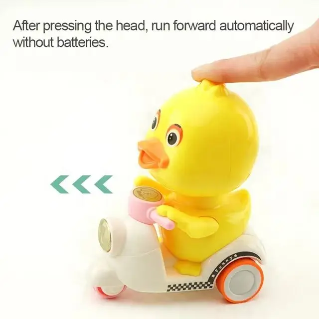 Manual Anti-collision Duck Press Car Free Rotation Anti Drop Baby Toys Mini Car Pressing Head Duck Cartoon Toys