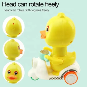 Manual Anti-collision Duck Press Car Free Rotation Anti Drop Baby Toys Mini Car Pressing Head Duck Cartoon Toys