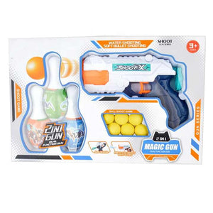 Chocozone Dual Function Shooting Gun Toy Ball Blaster Gun Foam Shooter with 3 Bowling Pins & Water Gun