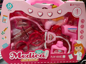 Medical Little Doctor Set Pink Carry Case Girls Pretend Play Toy Kids Gift