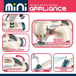 Reva Mini Pretend Play Sewing Machine Toy Set - Portable Appliance with Needle Protector and Light | Perfect Gift for Kids Ages 3+