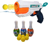 Chocozone Dual Function Shooting Gun Toy Ball Blaster Gun Foam Shooter with 3 Bowling Pins & Water Gun